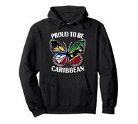 Caribbean Girl Butterfly Antigua and St Kitts Flags Heritage Pullover Hoodie