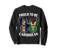 Caribbean Girl Butterfly Barbados and Guyana Flag Heritage Sweatshirt