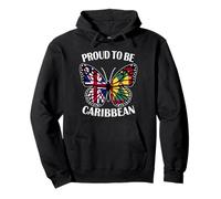 Caribbean Girl Butterfly Britain and Grenada Flag Heritage Pullover Hoodie
