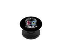 Caribbean Girl Butterfly Britain and St Lucia Flag Heritage PopSockets Adhesive PopGrip