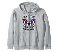 Caribbean Girl Butterfly Cuba and Puerto Rico Flags Heritage Zip Hoodie