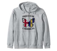Caribbean Girl Butterfly England and Barbados Flags Heritage Zip Hoodie