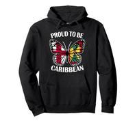 Caribbean Girl Butterfly England and Grenada Flag Heritage Pullover Hoodie