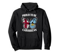 Caribbean Girl Butterfly England and St Lucia Flag Heritage Pullover Hoodie