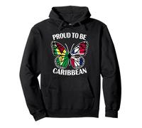 Caribbean Girl Butterfly Grenada and Dominican Flag Heritage Pullover Hoodie