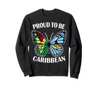 Caribbean Girl Butterfly Guyana and St Lucia Flag Heritage Sweatshirt