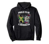 Caribbean Girl Butterfly Jamaica and Belize Flag Heritage Pullover Hoodie