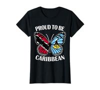 Caribbean Girl Butterfly Trinidad and St Lucia Flag Heritage T-Shirt