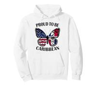 Caribbean Girl Butterfly USA and Dominican Flags Heritage Pullover Hoodie