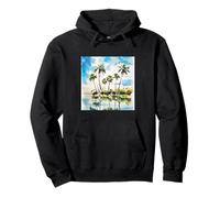 Caribbean Island Paradise Watercolor Palm Trees Beach Art v2 Pullover Hoodie