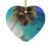 Caribbean Islands A 2.9-inch Ceramic Christmas Ornament with a Printed Heart is Perfect for windowsills fireplaces and Living Rooms