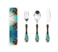 Caribbean Islands Children's Three-Piece Knife, Fork and Spoon Set, The Handles are Plastic PP and 430 Stainless Steel.