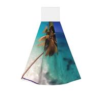 Caribbean Islands Coral fleece hand towel, super absorbent hanging kitchen towel, children's adult bathroom kitchen hanging hand towel