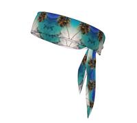 Caribbean Islands Double-Sided Athletic Bandage with Printed Sports Headband Suitable for Tennis Ninja Karate Running and Yoga