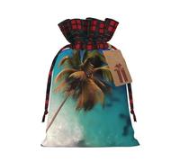 Caribbean Islands Holiday Printed Drawstring Pouch M For Party Wrapping, Wedding Favor, And Storage