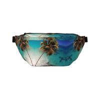 Caribbean Islands Large Crossbody Fanny Pack,Gifts For Enjoy Sports Festival Workout Traveling Running Casual, Black, One Size