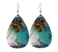Caribbean Islands Leather Earring Pairs Teardrop Faux Leather Earrings Set for Women Lightweight Leather Dangle Drop Earrings.