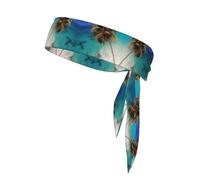 Caribbean Islands Pattern Tennis Headband for Women,Sweat Band for Workout, Head Tie for Running, Football, Basketball,Athletics