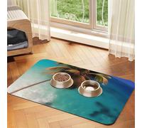Caribbean Islands Pet Absorbent Leather Placemat 40x60cm Beautiful Design Cat and Dog Bowl Mat Portable Storage
