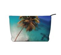 Caribbean Islands Printed Corduroy Cosmetic Bag, Large Capacity Waterproof Travel toiletries Storage Bag