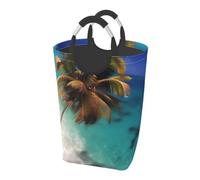 Caribbean Islands Printed dirty clothes storage bag - portable laundry basket for dormitory/bedroom/laundry room