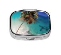 Caribbean Islands Square mini Pill Box, Travel Pill Box, can be Put into Wallet or Pocket to Store a Variety of Small Items
