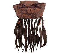 Caribbean Jack Sparrow Fancy Dress Hat With Hair & Beads