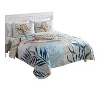 Caribbean Joe 3-Piece Quilt Set, Polyester, Blue Sea Turtle, Full/Queen