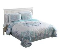 Caribbean Joe Coastal 3-Piece Quilt Set, Full/Queen, Beach Delight Aqua