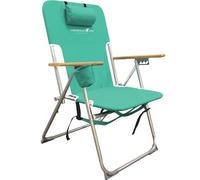 CARIBBEAN JOE Folding Beach Chair, 4 Position Portable Backpack Foldable Camping Chair with Headrest, Cup Holder, and Wooden Armrests, Teal