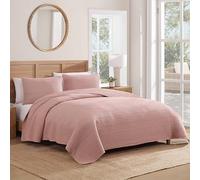 Caribbean Joe King Size Stonewashed Quilt Set, Soft, Lightweight Relaxed Style, Blush