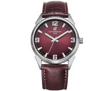 CARIBBEAN JOE Men’s Analog Wrist Watches, Classic Round 41mm Case Design, Quartz Movement, Clean Three-Hand Display, Casual to Dress Fashion Watches for Everyday Wear and Gifting, Silver / Red