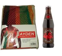 Caribbean Men Original Mesh & Alcohol Gift Box | Hamper | Christmas Gifts | Birthday Gift | Original Mesh Marina| Gifts for Him | Caribbean Gifts (Dragon Stout (Jamaica) 284ml, Medium)