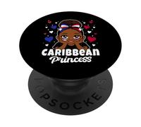 Caribbean Princess Girl Cuba and Trinidad Flag Heritage PopSockets Adhesive PopGrip