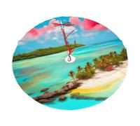 Caribbean Scenery 30" Patterned brushed Christmas tree skirt | Suitable for 30-, 36-, or 48-inch trees | Perfect Christmas party decoration