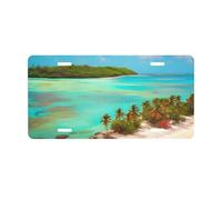 Caribbean Scenery Front license plate, 0.6 mm thick, large size 30 x 15 cm, aluminum.