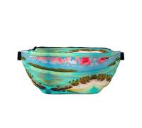 Caribbean Scenery Large Crossbody Fanny Pack,Gifts For Enjoy Sports Festival Workout Traveling Running Casual, Black, One Size