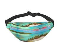 Caribbean Scenery Large Fashion Crossbody Waist Bag, Travel Casual Boys Waist Bag, Suitable for Sports, Running, Cycling, Traveling, Fishing