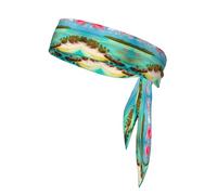 Caribbean Scenery Pattern Tennis Headband for Women,Sweat Band for Workout, Head Tie for Running, Football, Basketball,Athletics