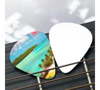 Caribbean Scenery Patterned guitar pick set - (thin/medium/thick), widely compatible with all kinds of stringed instruments,