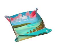Caribbean Scenery Patterned Medium Storage Tray - Organizes Keys/Stationery/Coins, Suitable for Home Desktop Storage.