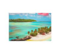 Caribbean Scenery Placemats set of 6, insulated, washable, suitable for kitchen, dining room, parties, etc.