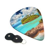 Caribbean Scenery Printed Guitar Picks,Guitar Picks 6 Pcs With Picks Holder,Unique Guitar Gift For Bass Electric Acoustic Guitars