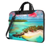 Caribbean Scenery Printed Laptop Crossbody Bag Crossbody Briefcase Easy To Use When Traveling For Business, Black, 15.6 inch