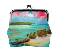 Caribbean Scenery Womenâ€™s Small Coin Purse,Rectangle Kiss Lock Coin Pouch, Pocket-Sized, Mini Coin Purse for Women