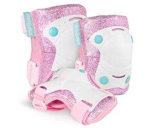 Cariboo Inline Skates Children's Protectors Knee Pads Elbow Pads Wrist Guards Set of 3 Size M Pink Ballerina