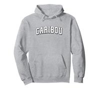 Caribou Maine Vintage Athletic Sports B&W Print Pullover Hoodie