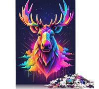 Caribou Neon Colorful Jigsaw Puzzles Puzzle for Adults Kids. 1000 Piece Impossible Challenge Toy Educational Game Home Decoration for Adults& Kids Age 14 Years Up 1000pcs (75x50cm)