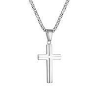 CARICY Cross Necklace for Men 316L Stainless Steel Cross Chain Pendant Necklace Masculine Chunky Sturdy Mens Jewelry, stainless-steel, cubic-zirconia