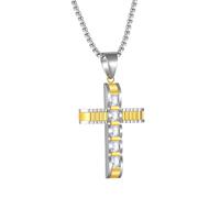 CARICY Men's Cross Necklace 316L Titanium Steel Christ Pendant Chain Jewelry Cross Necklace for Men, Stainless Steel, Cubic Zirconia